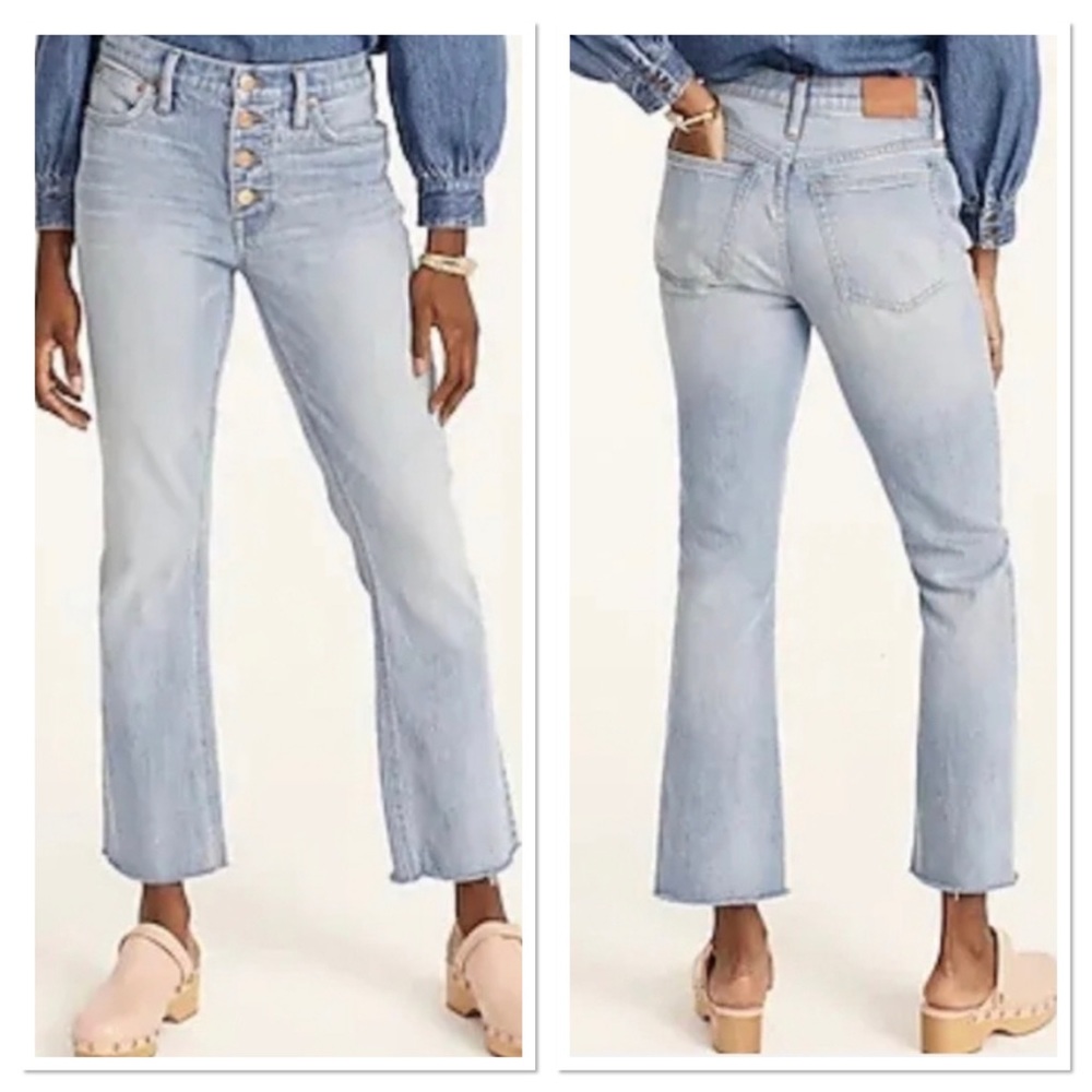 J.Crew Demi Boot Crop Frayed Raw Hem Light Wash jeans